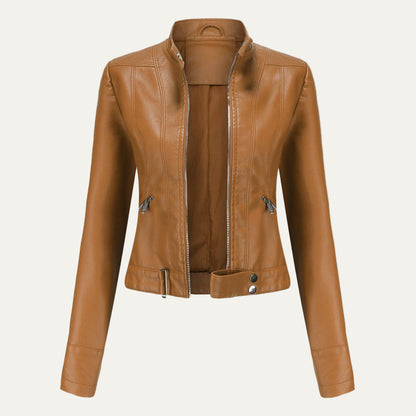 Short Faux Leather Biker Jacket for Women