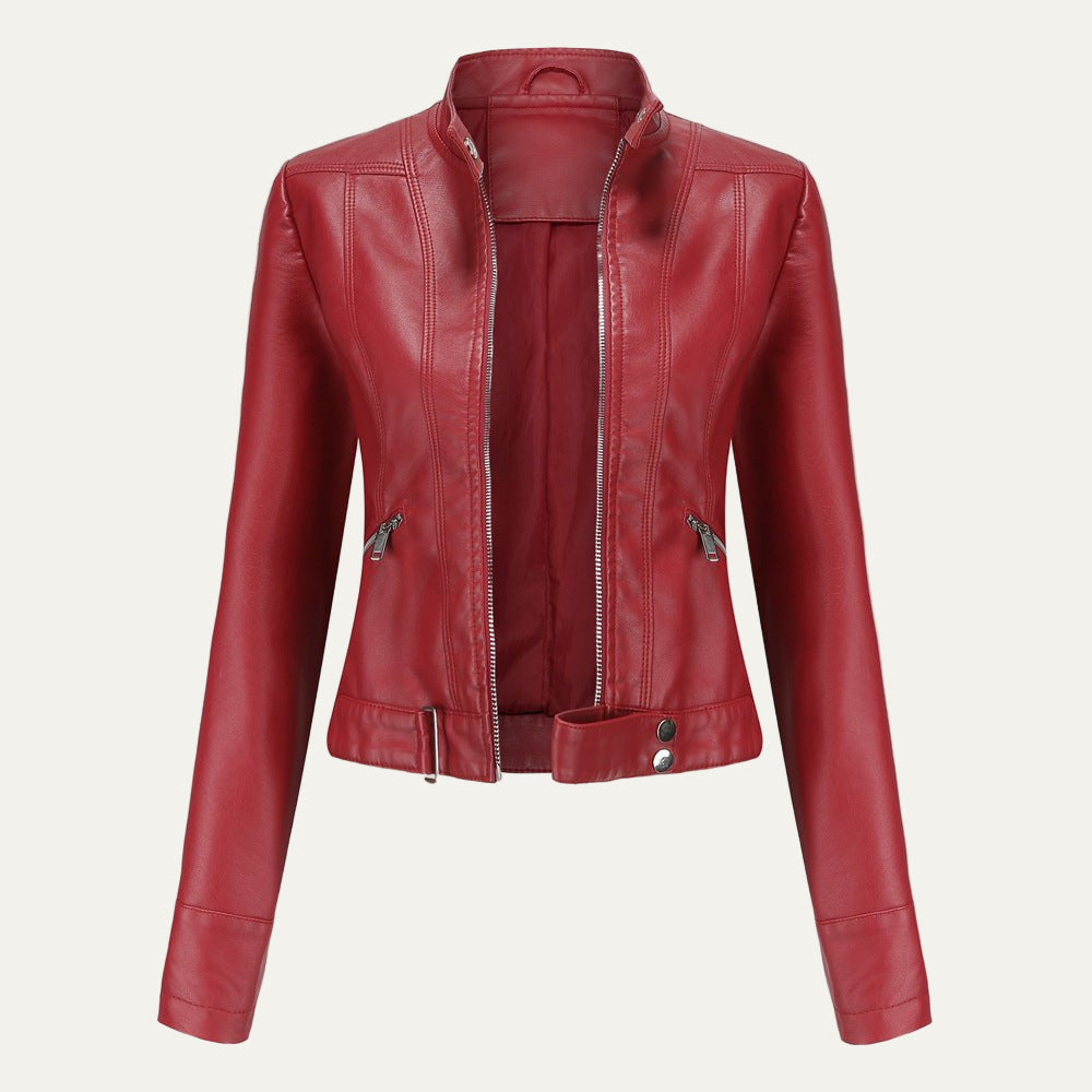 Short Faux Leather Biker Jacket for Women