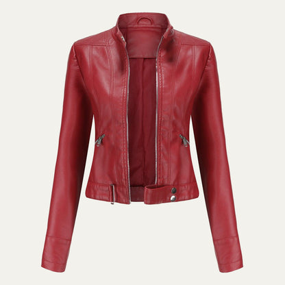 Short Faux Leather Biker Jacket for Women