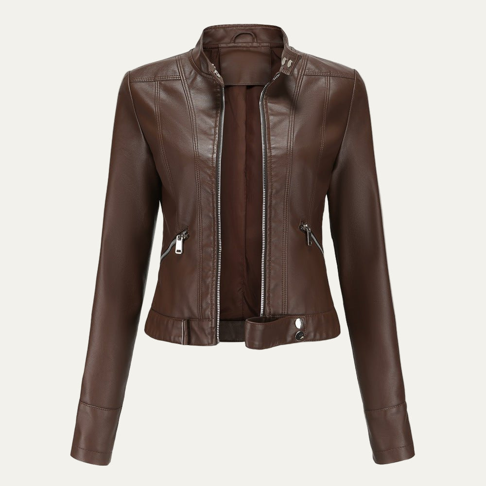 Short Faux Leather Biker Jacket for Women