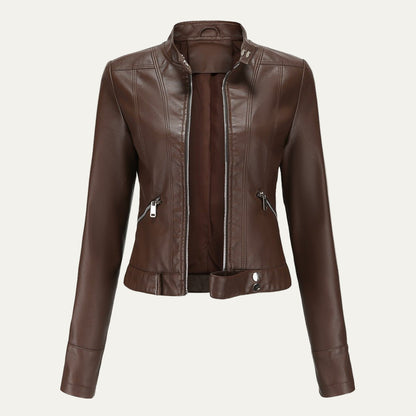 Short Faux Leather Biker Jacket for Women