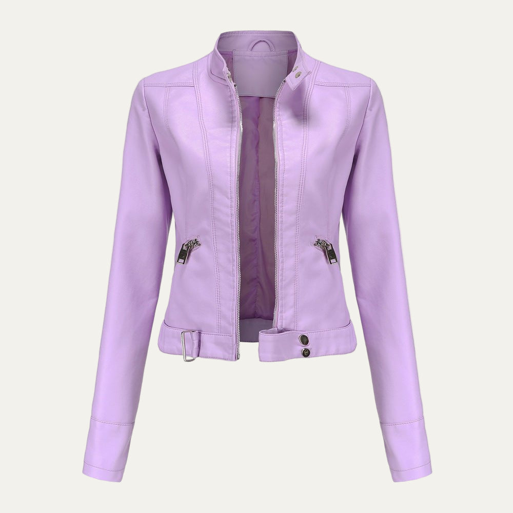 Short Faux Leather Biker Jacket for Women