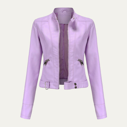 Short Faux Leather Biker Jacket for Women