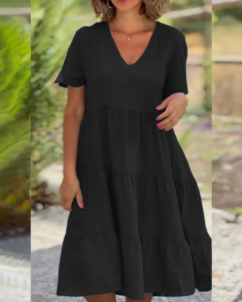 Elegant V Neck Sundress for Ladies