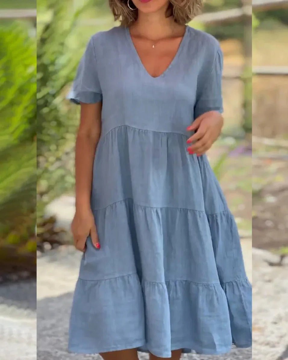 Elegant V Neck Sundress for Ladies