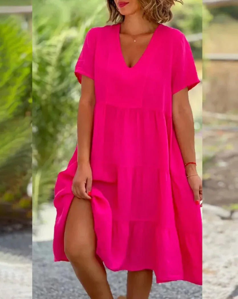 Elegant V Neck Sundress for Ladies
