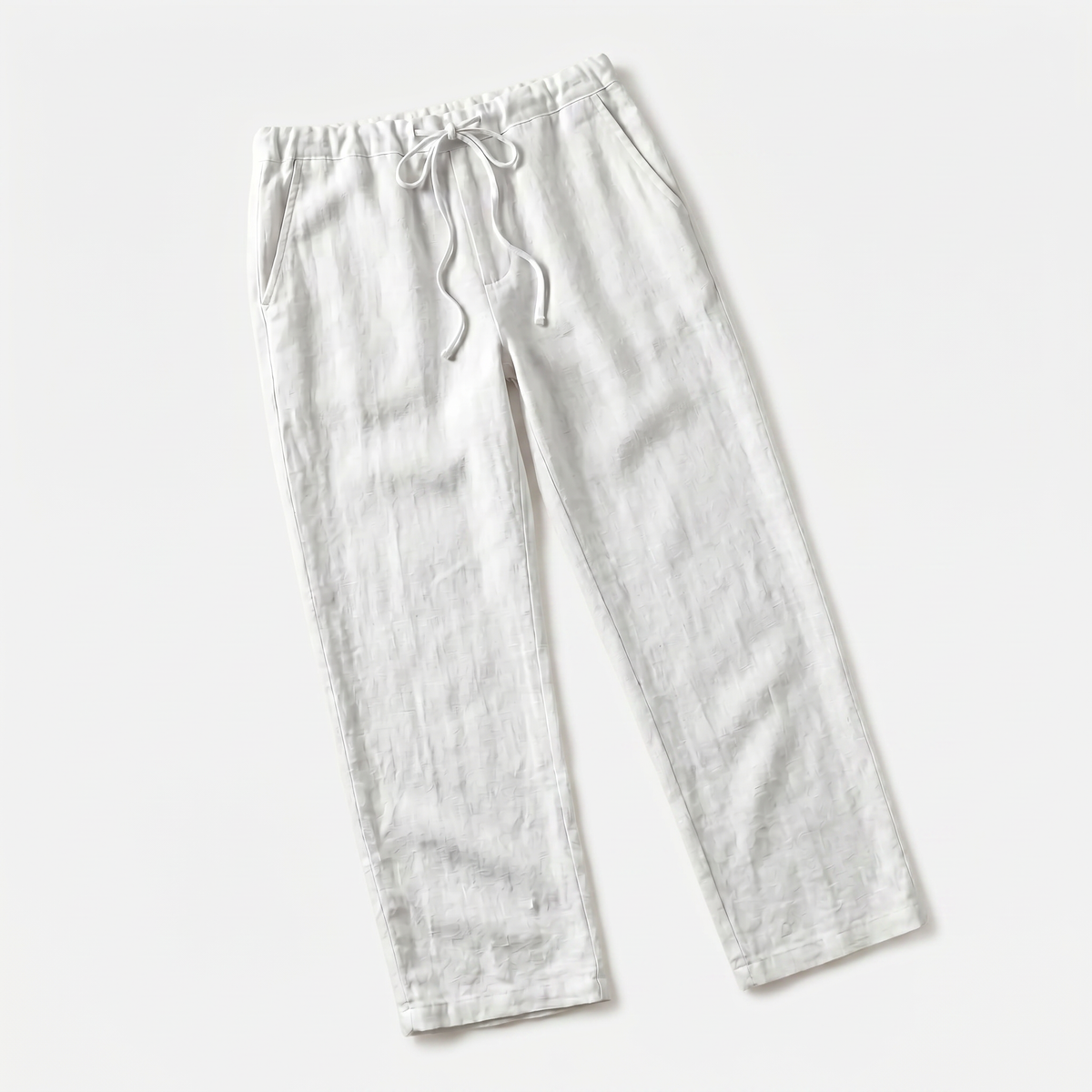 Men's Casual Drawstring Waist Straight-Leg Trousers