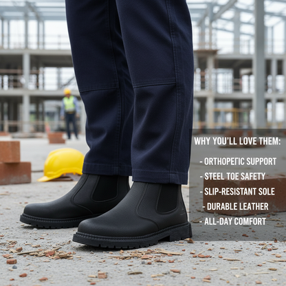 Durable Steel Toe Leather Work Boots