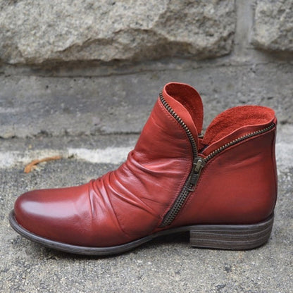 Stylish Low Heel Women's Zip Ankle Boots