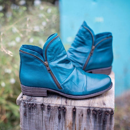 Stylish Low Heel Women's Zip Ankle Boots