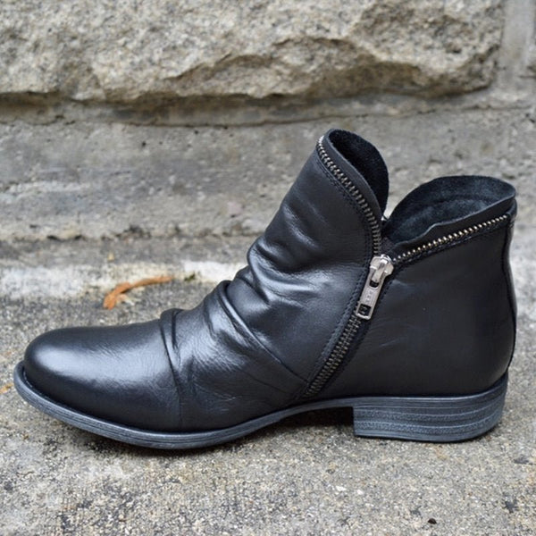 Stylish Low Heel Women's Zip Ankle Boots