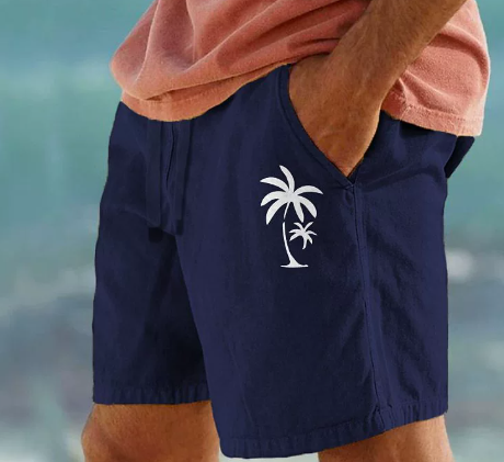 Beachy Summer Shorts with Leaf Print Design