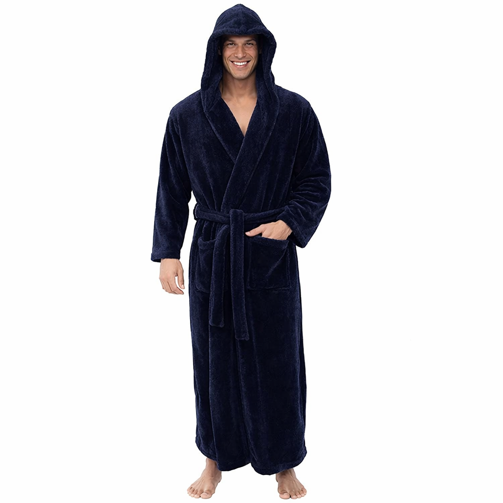 Cozy Fleece Hooded Robe for Men