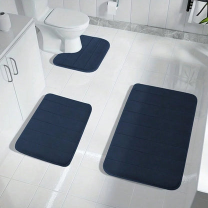Plush 3-Piece Non-Slip Bath Mats, Memory Foam Cushioning