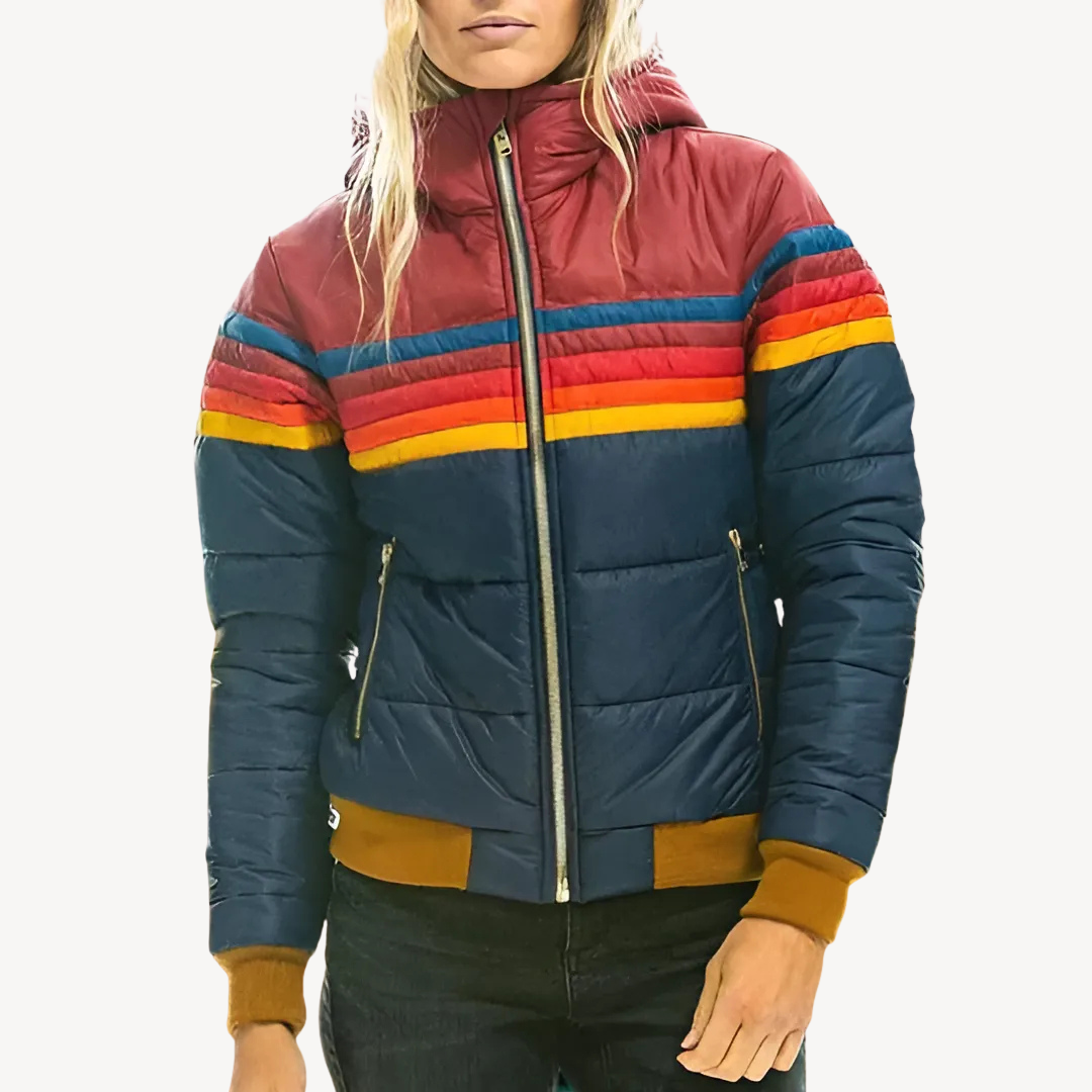 Ladies' Striped Insulated Winter Coat