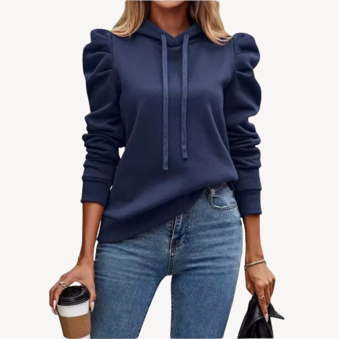 Relaxed Fit Womens Puffy Hooded Sweater