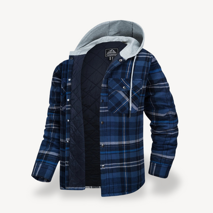 Warm Checked Hoodie Coat for Men