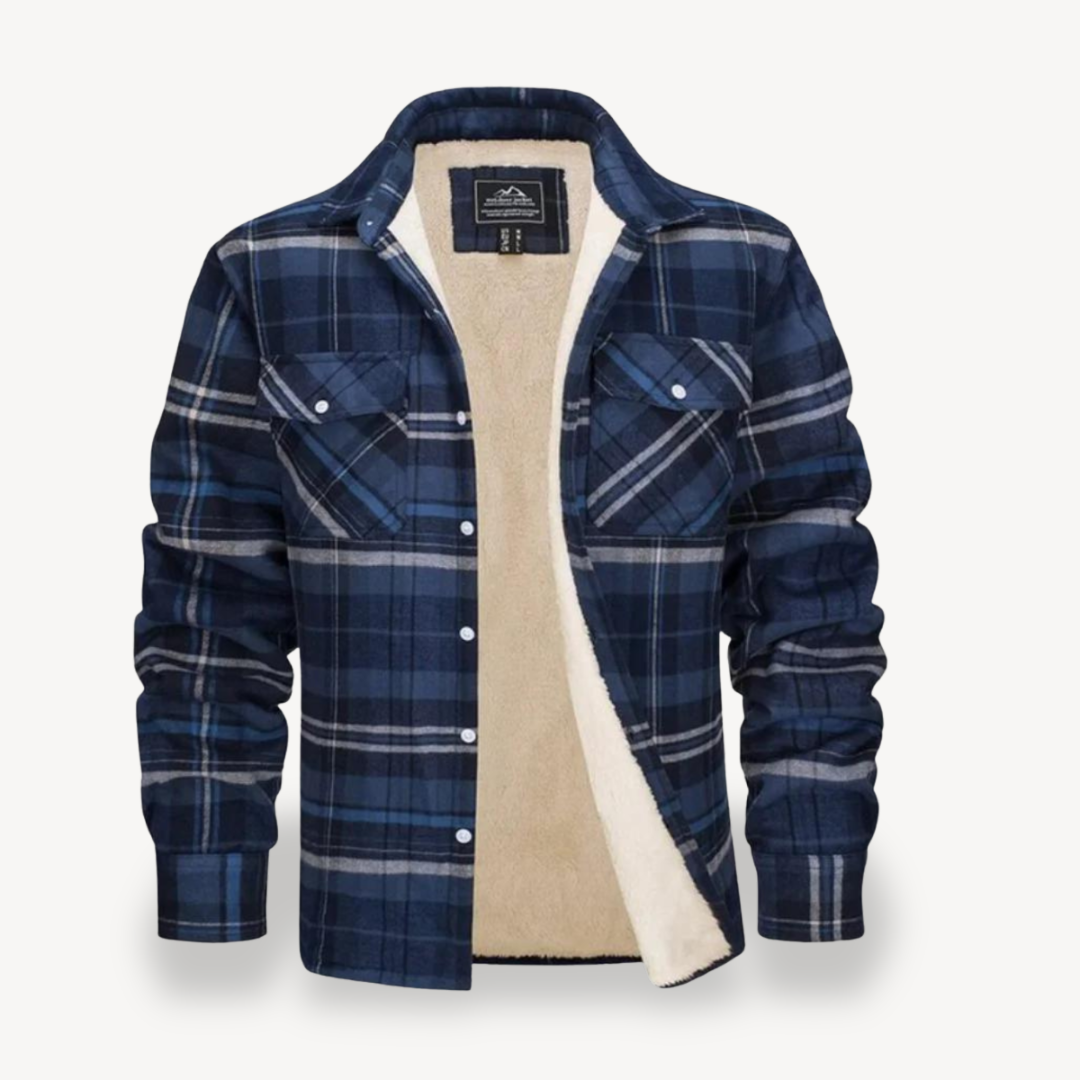 Warm Plaid Sherpa Lined Flannel Shirt for Men