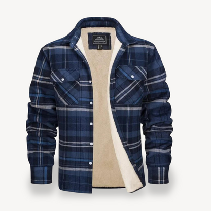 Warm Plaid Sherpa Lined Flannel Shirt for Men