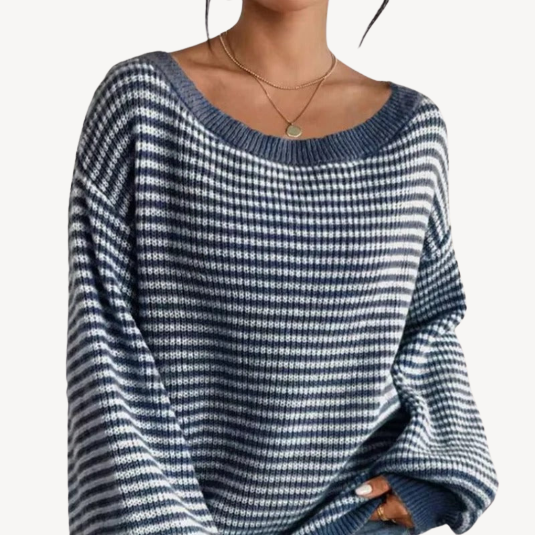Colorful Cold Shoulder Women's Knit Sweater - OutfitLondon