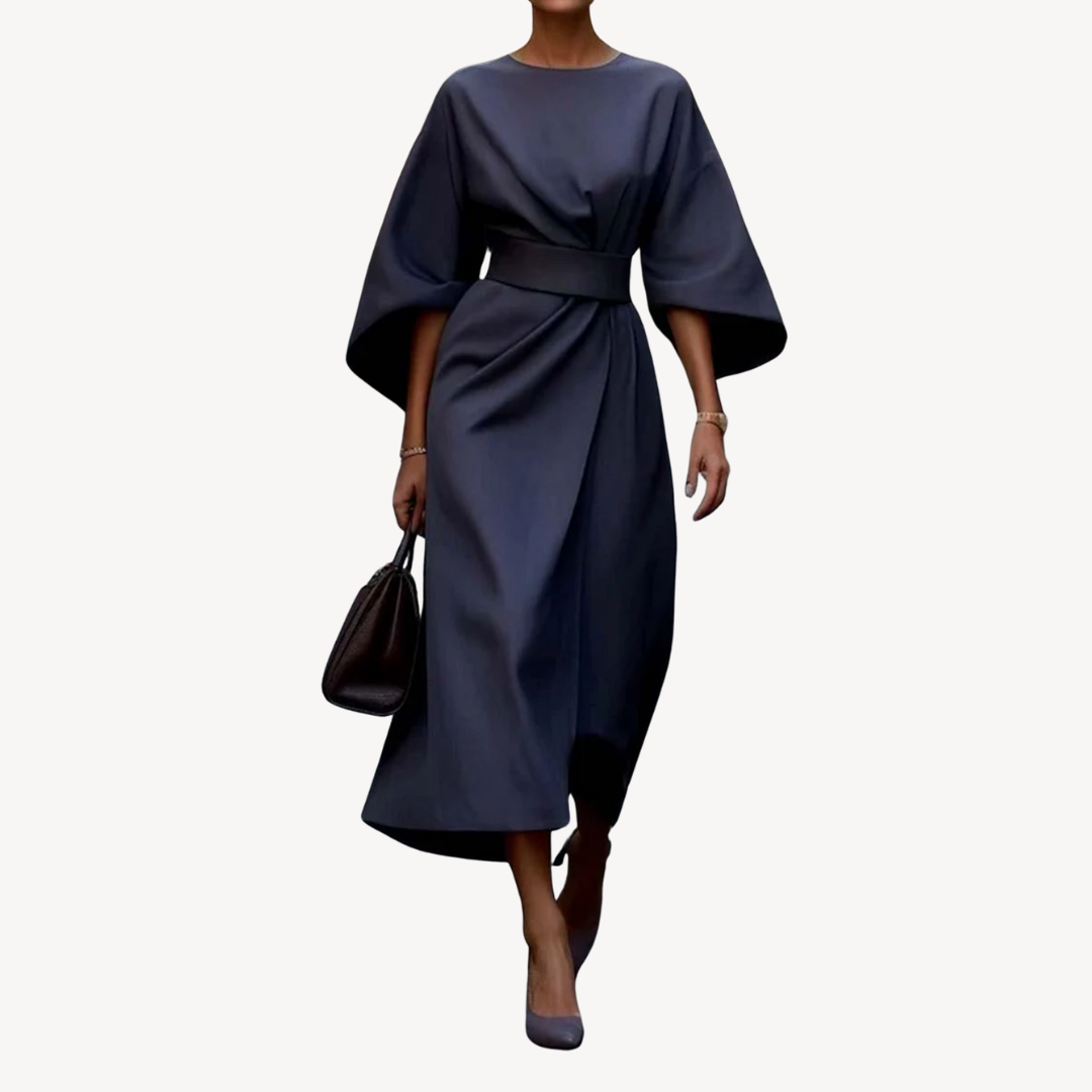 Casual Waist Tie Midi Dress