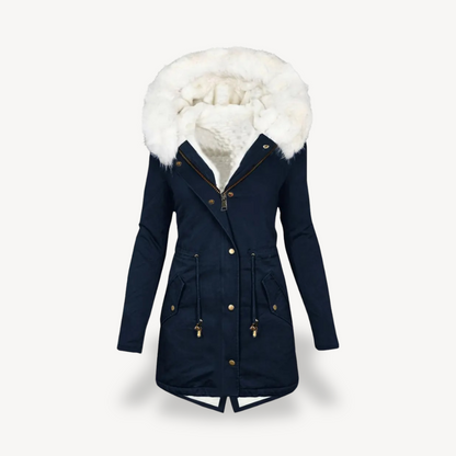 Ladies Synthetic Fur Hooded Coat Jacket