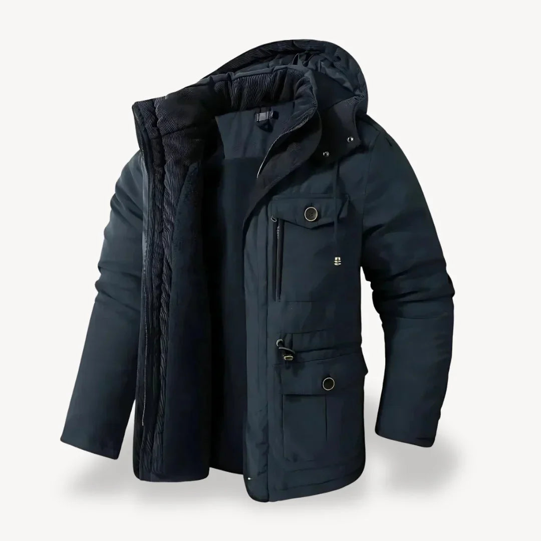 Casual Fit Waterproof Parka Coat with Pockets