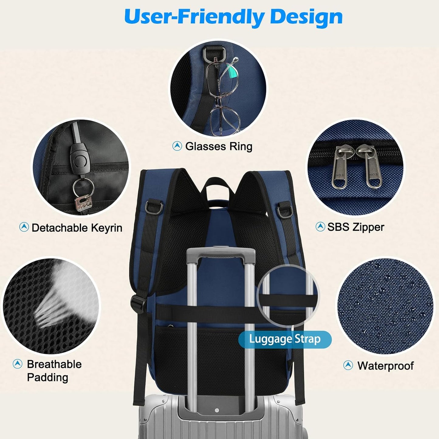 Durable School Backpack with USB Charger Port