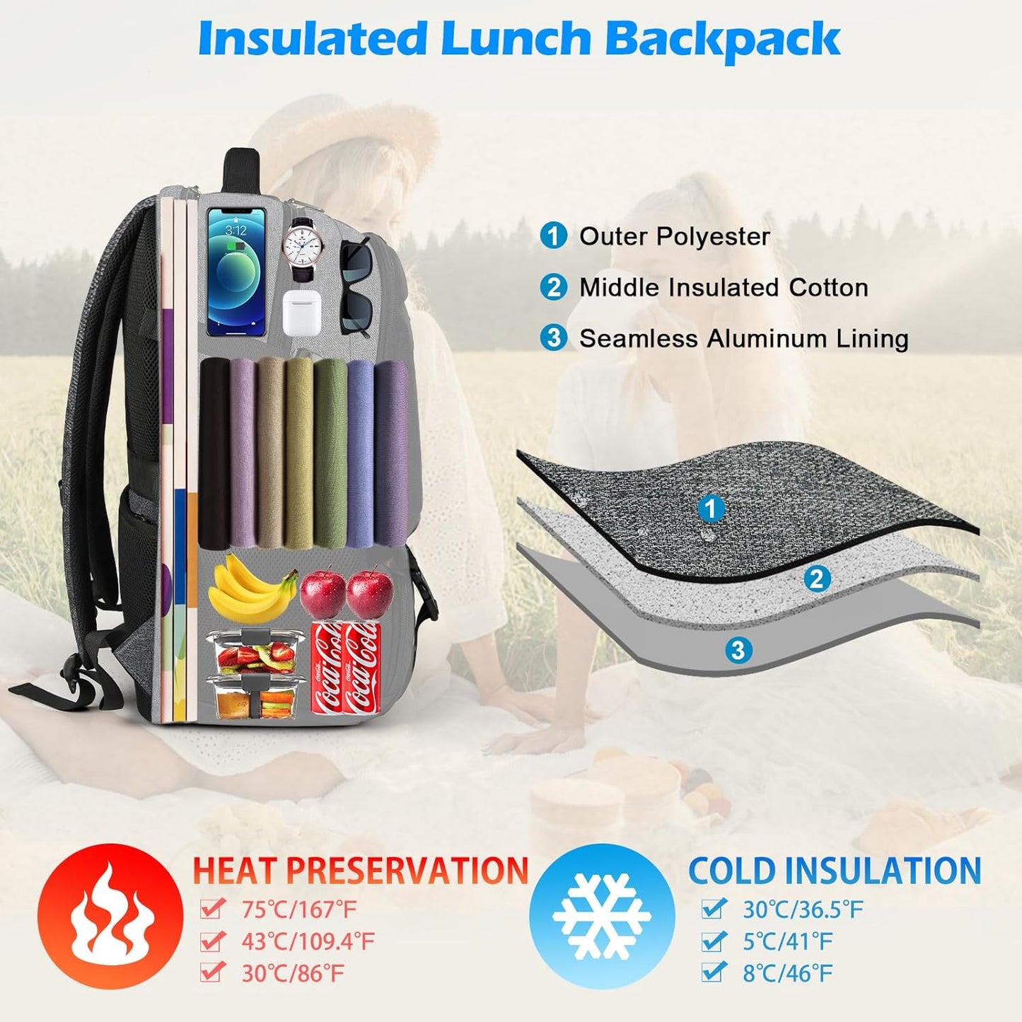 Durable School Backpack with USB Charger Port