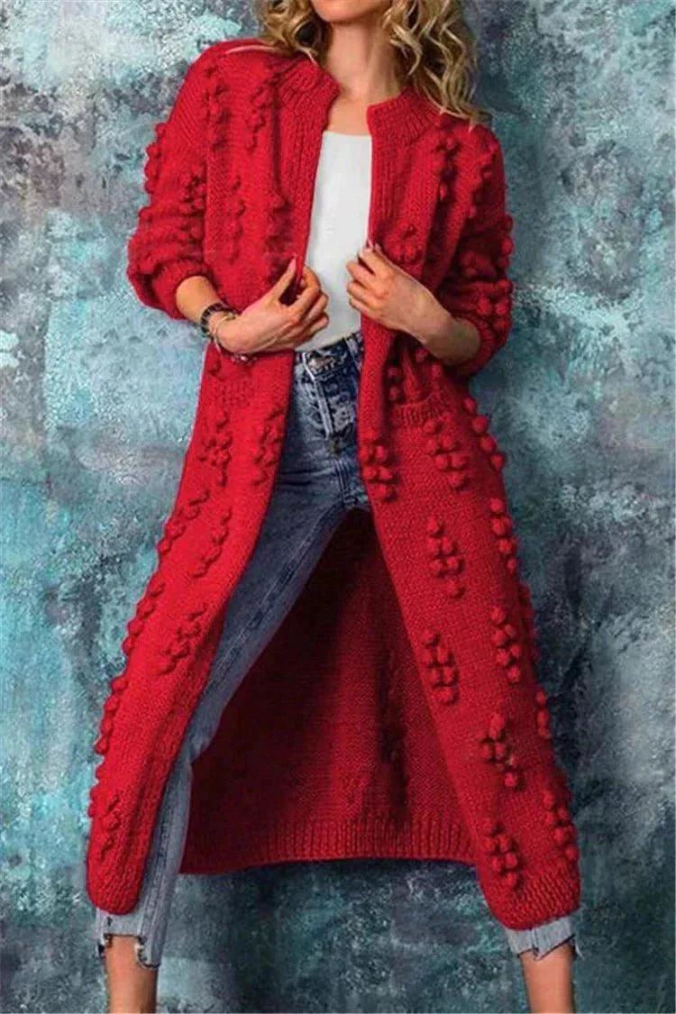 Soft Oversized Cable Knit Open Cardigan Jacket
