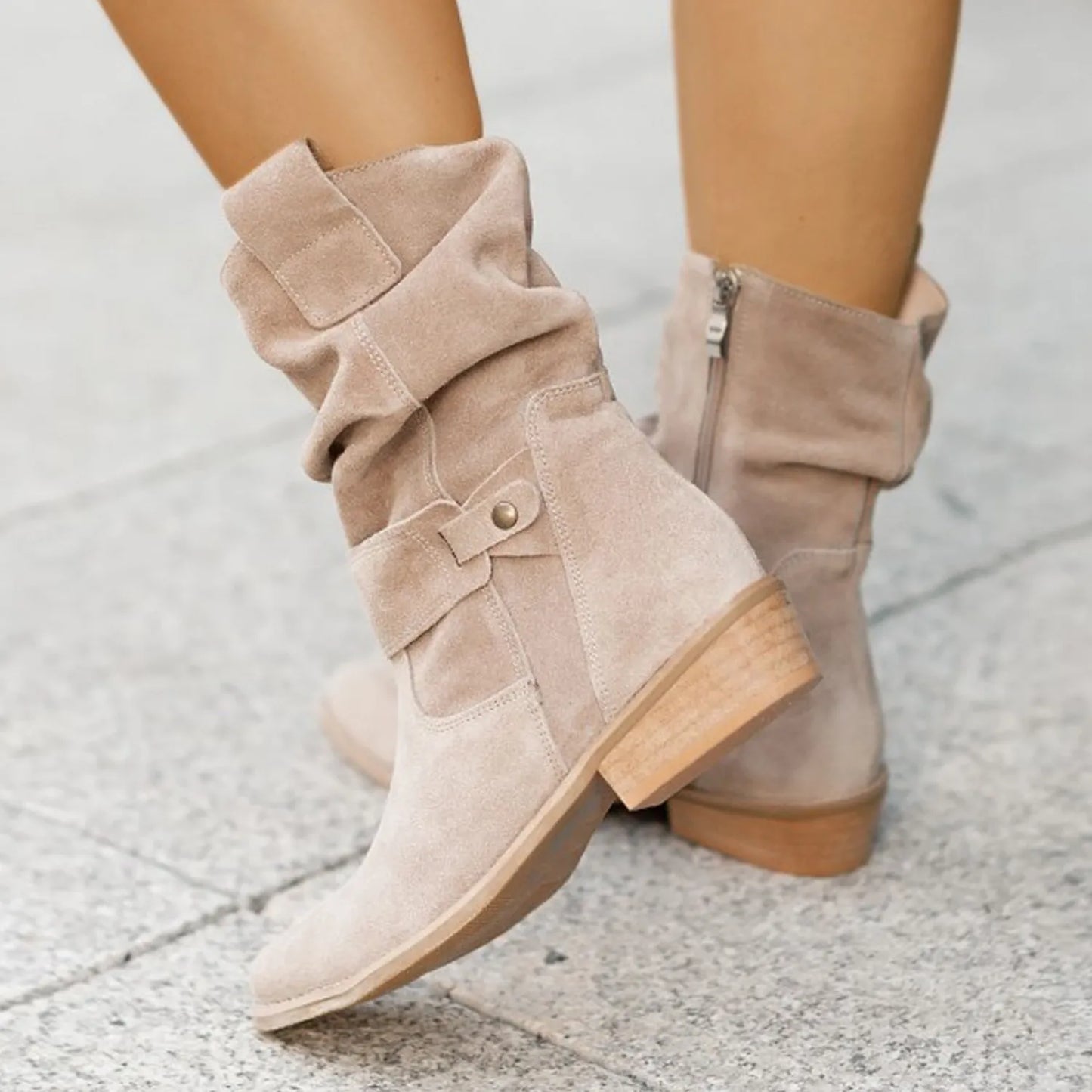 Stylish Low Heel Ankle Boots