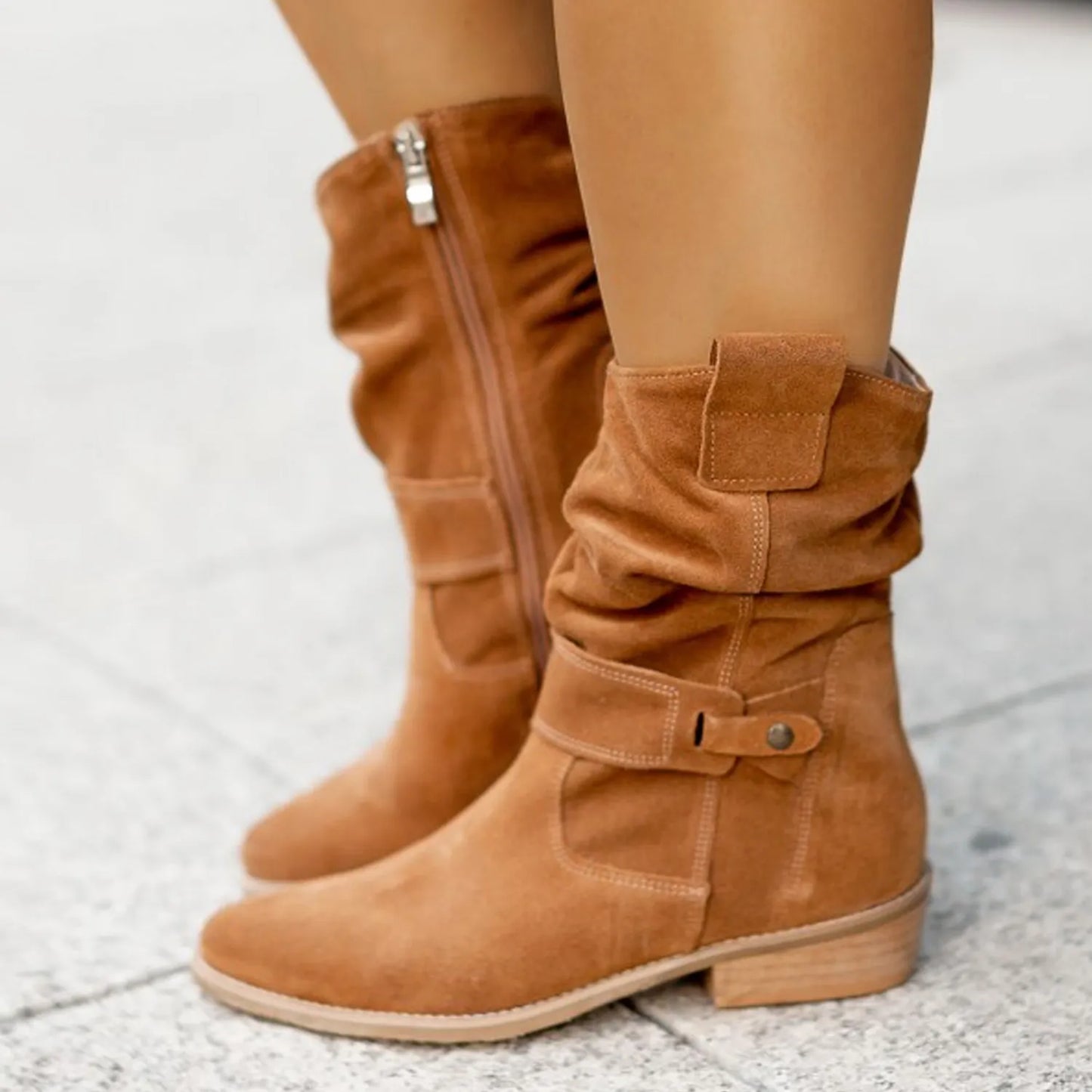 Stylish Low Heel Ankle Boots