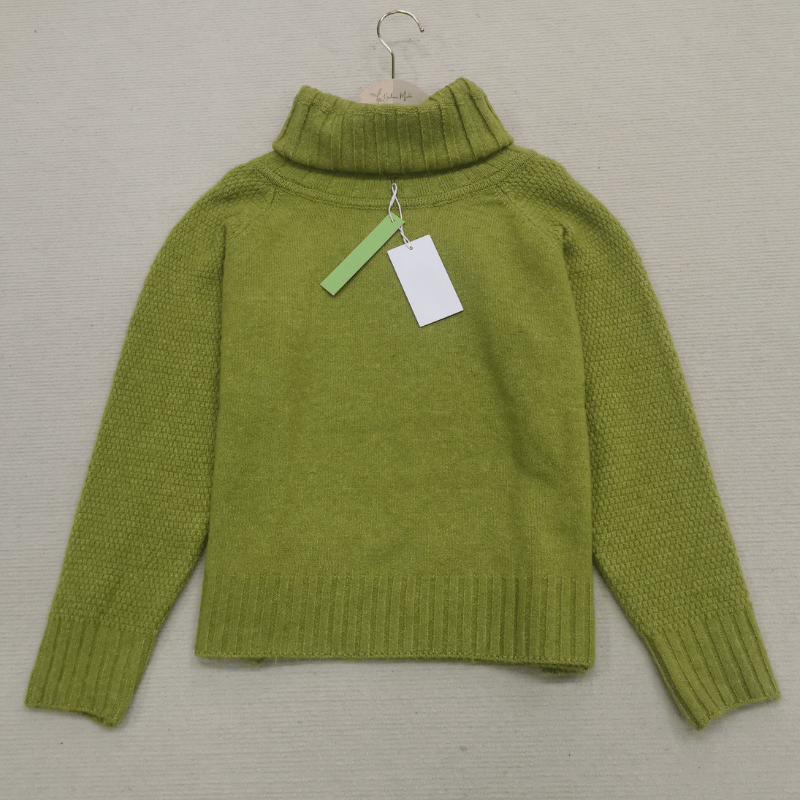 Large Cozy Turtleneck Sweater in Lime Green