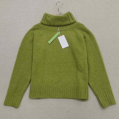 Large Cozy Turtleneck Sweater in Lime Green