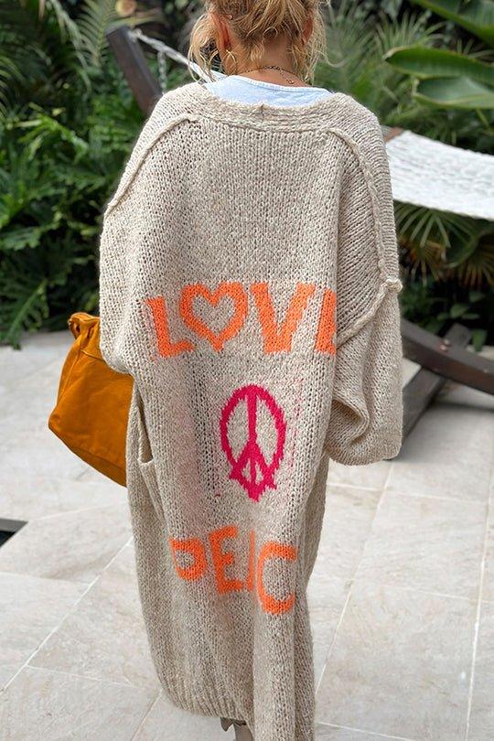 Comfortable Oversized Peace Symbol Women's Sweater