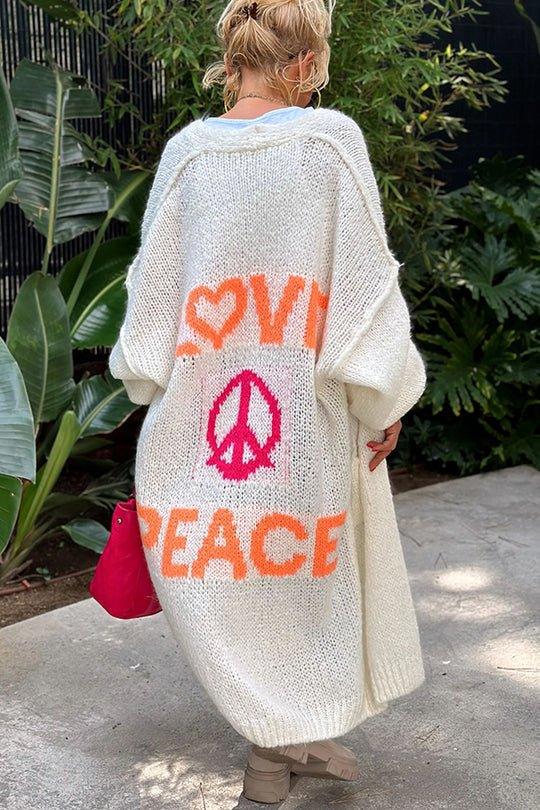 Comfortable Oversized Peace Symbol Women's Sweater - OutfitLondon