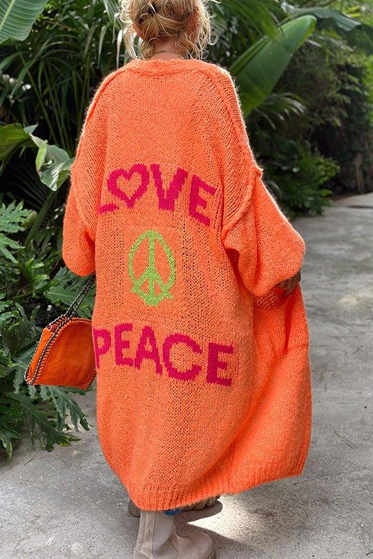 Comfortable Oversized Peace Symbol Women's Sweater