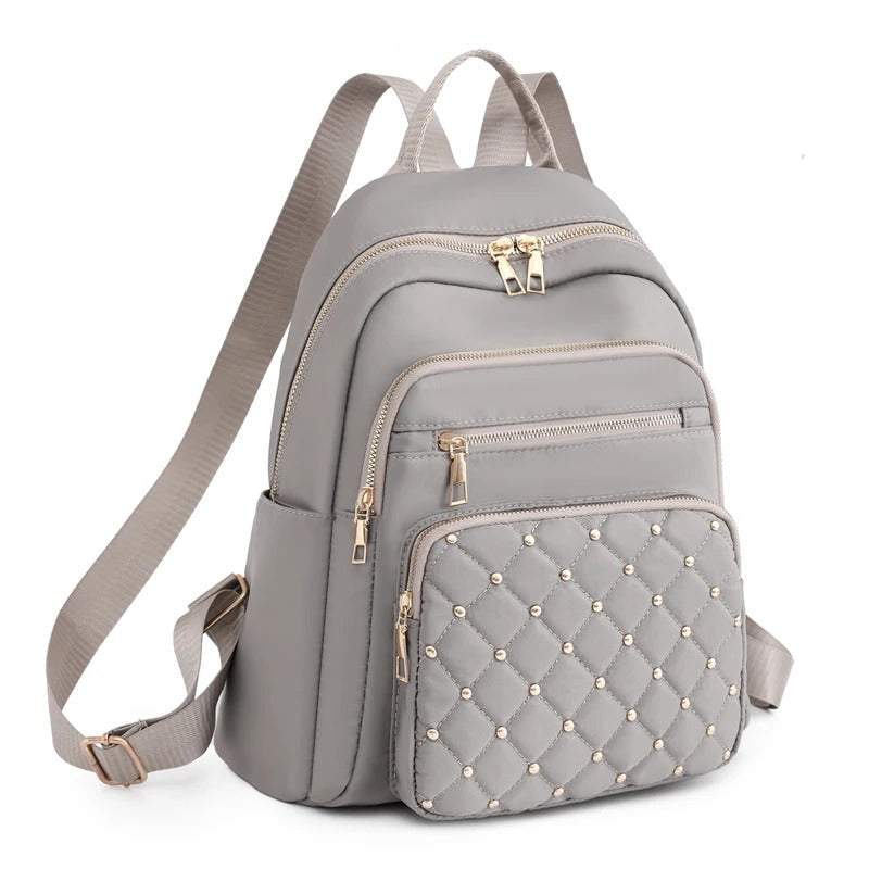 Compact Water-Repellent Nylon Backpack for Ladies