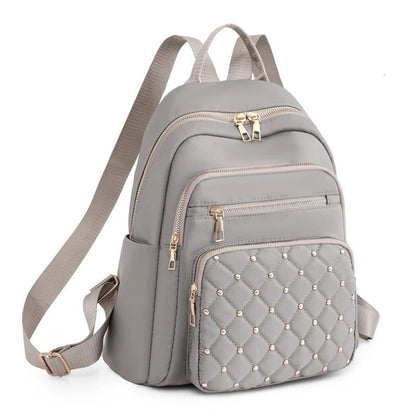Compact Water-Repellent Nylon Backpack for Ladies
