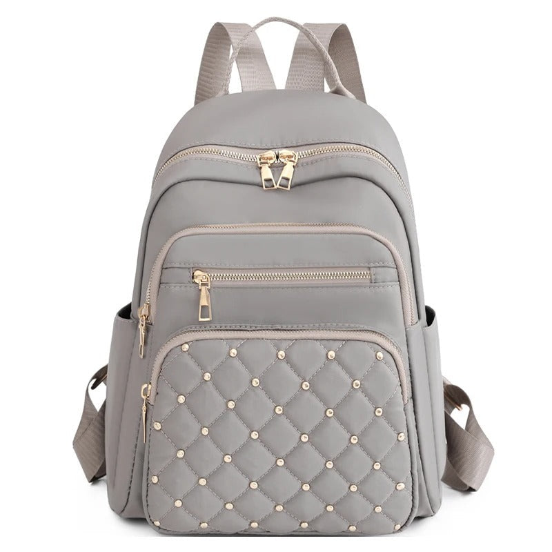Compact Water-Repellent Nylon Backpack for Ladies
