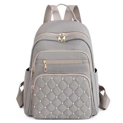 Compact Water-Repellent Nylon Backpack for Ladies