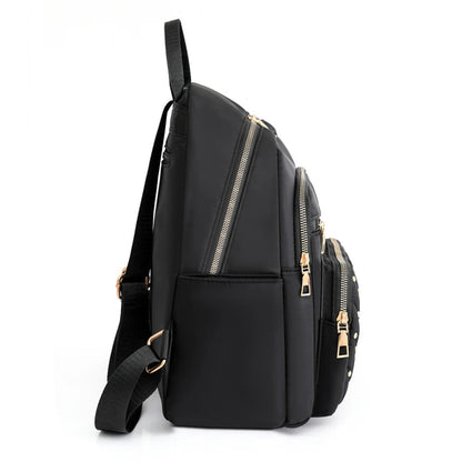 Compact Water-Repellent Nylon Backpack for Ladies