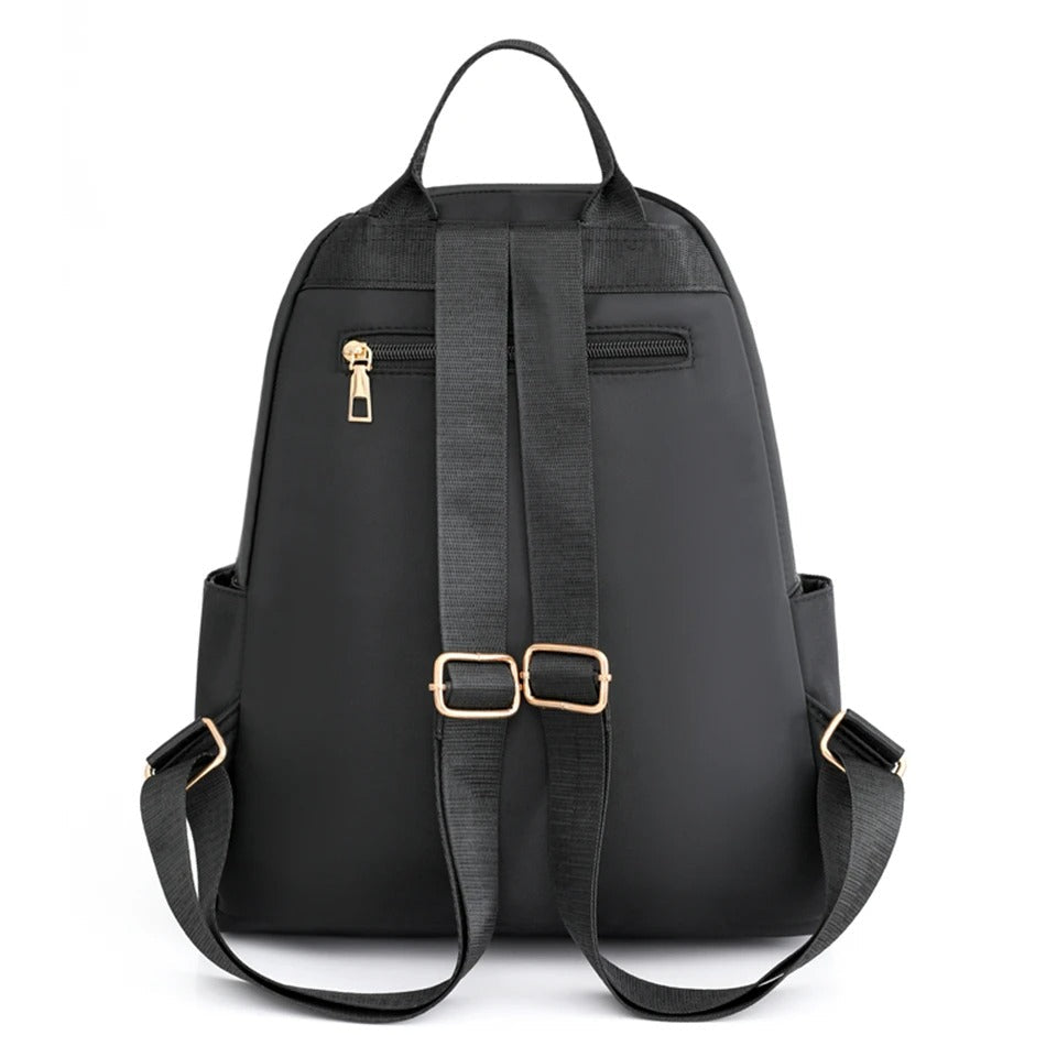 Compact Water-Repellent Nylon Backpack for Ladies