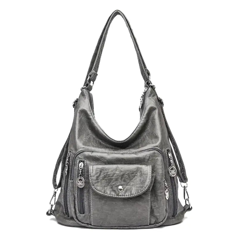 Practical Multi Pocket Leather Tote Bag