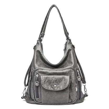 Practical Multi Pocket Leather Tote Bag