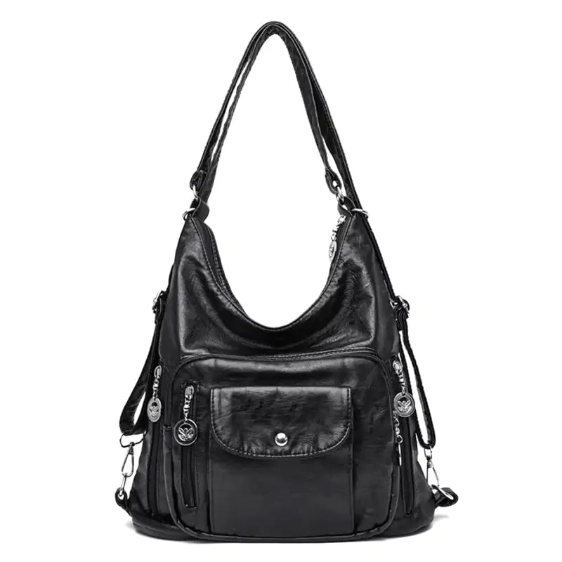 Practical Multi Pocket Leather Tote Bag
