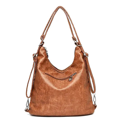 Practical Multi Pocket Leather Tote Bag
