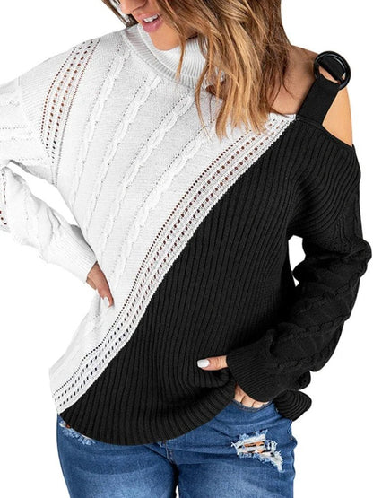 Cold Weather Leopard Off Shoulder Sweater
