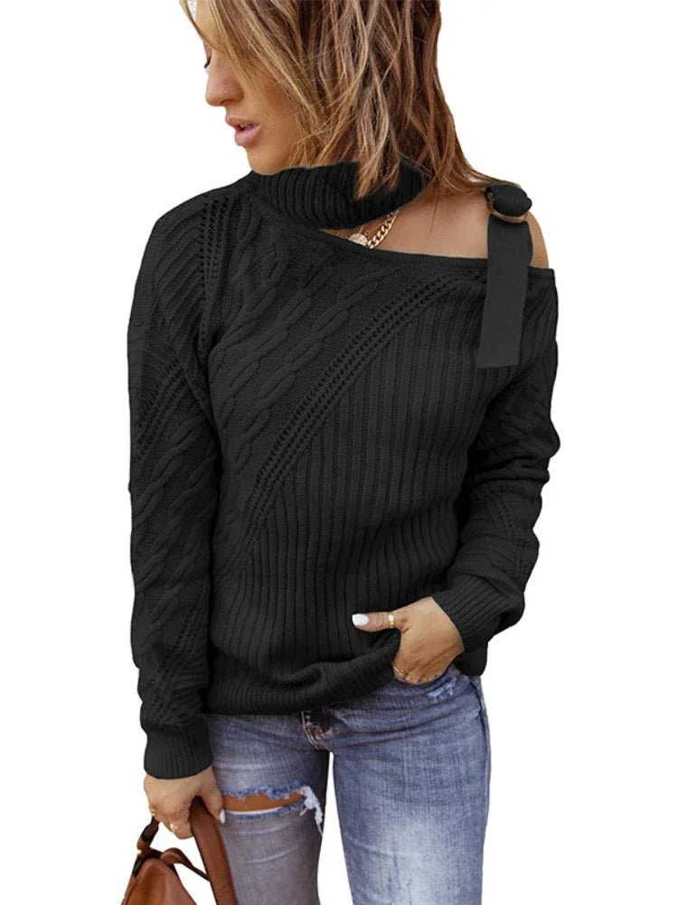 Cold Weather Leopard Off Shoulder Sweater