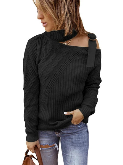 Cold Weather Leopard Off Shoulder Sweater